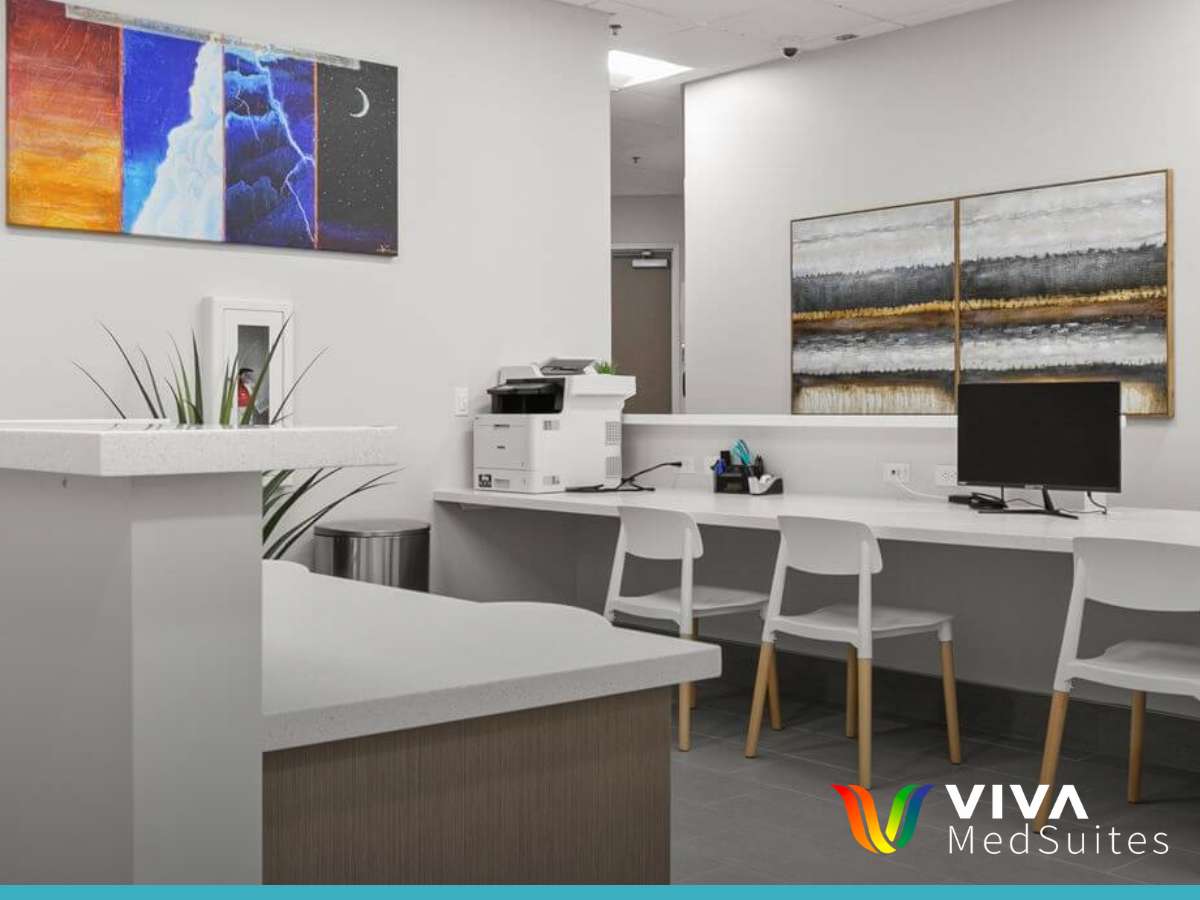 Telemedicine in Arizona office setup with computers and workspace ready for virtual consultations