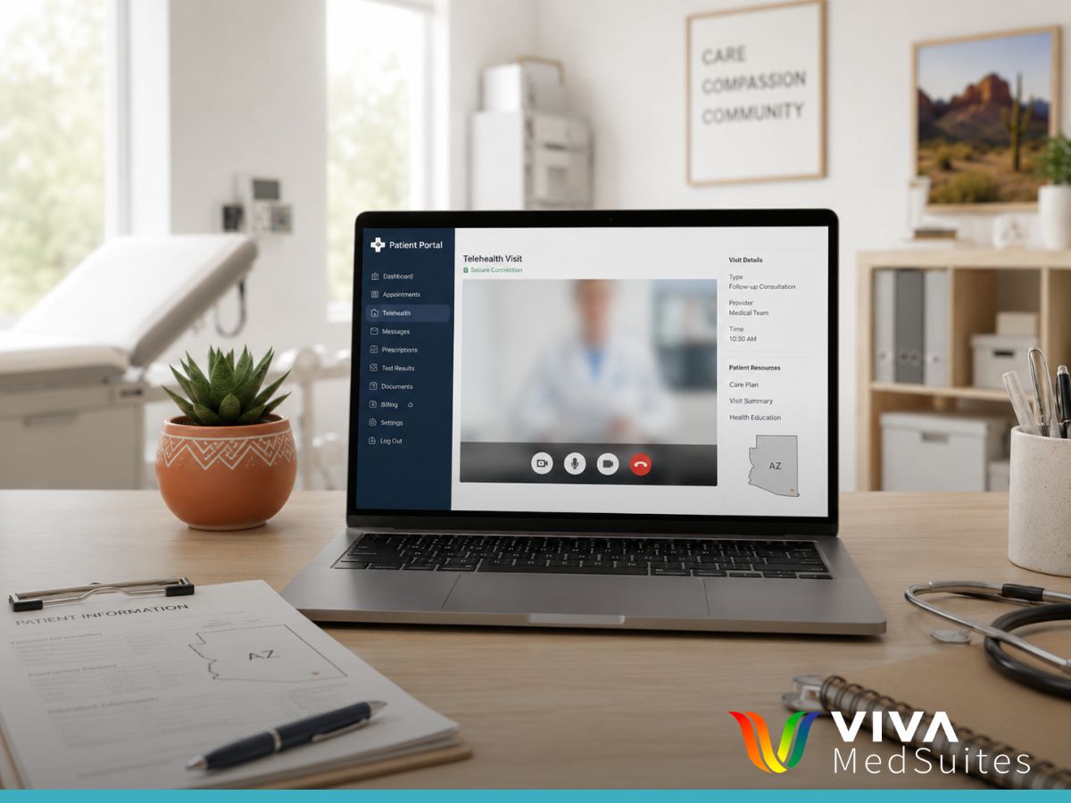 Telemedicine provider's desk showing why Arizona is a growing hub for virtual care practices